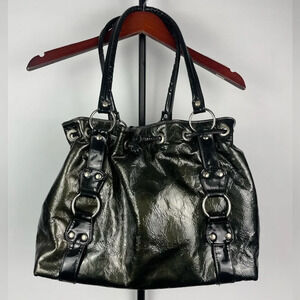 Kuerissimo‎ Green Black Patent Leather Shoulder Bag